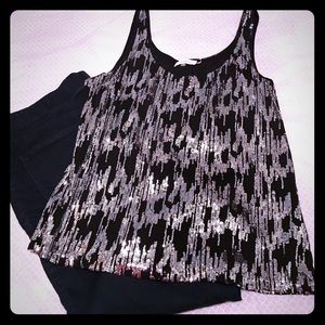 Calvin Klein Black tank w/Silver Sequins